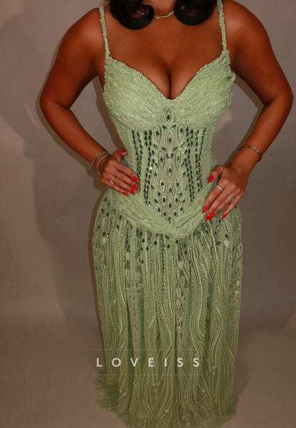 Beaded Corset Sweetheart Evening Gown