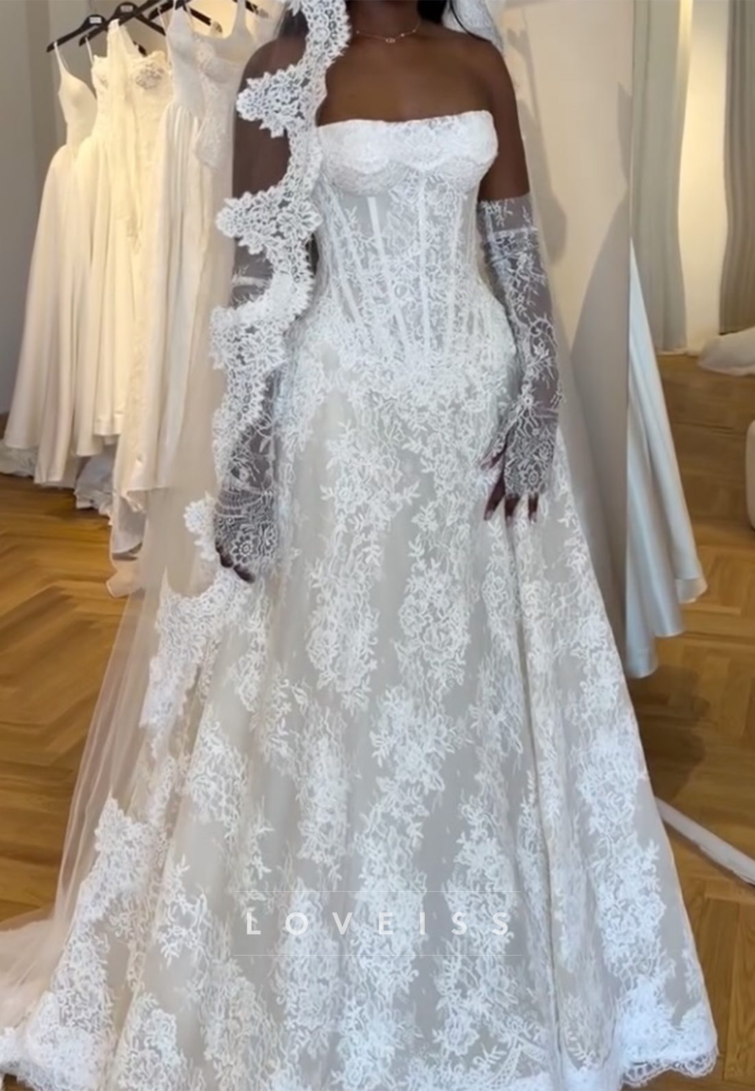 Strapless Corset Lace A-Line Wedding Dress