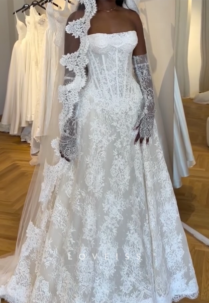 Strapless Corset Lace A-Line Wedding Dress