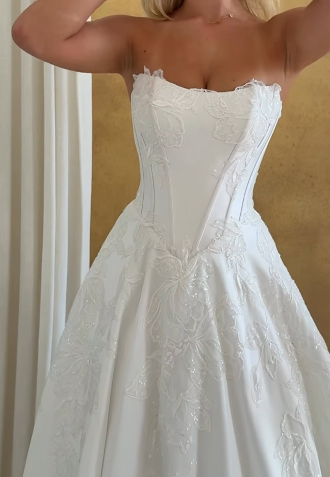 Embroidered Corset Ball Gown Wedding Dress