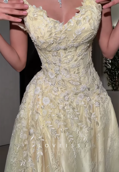 Scalloped Sweetheart Lace A-Line Evening Gown
