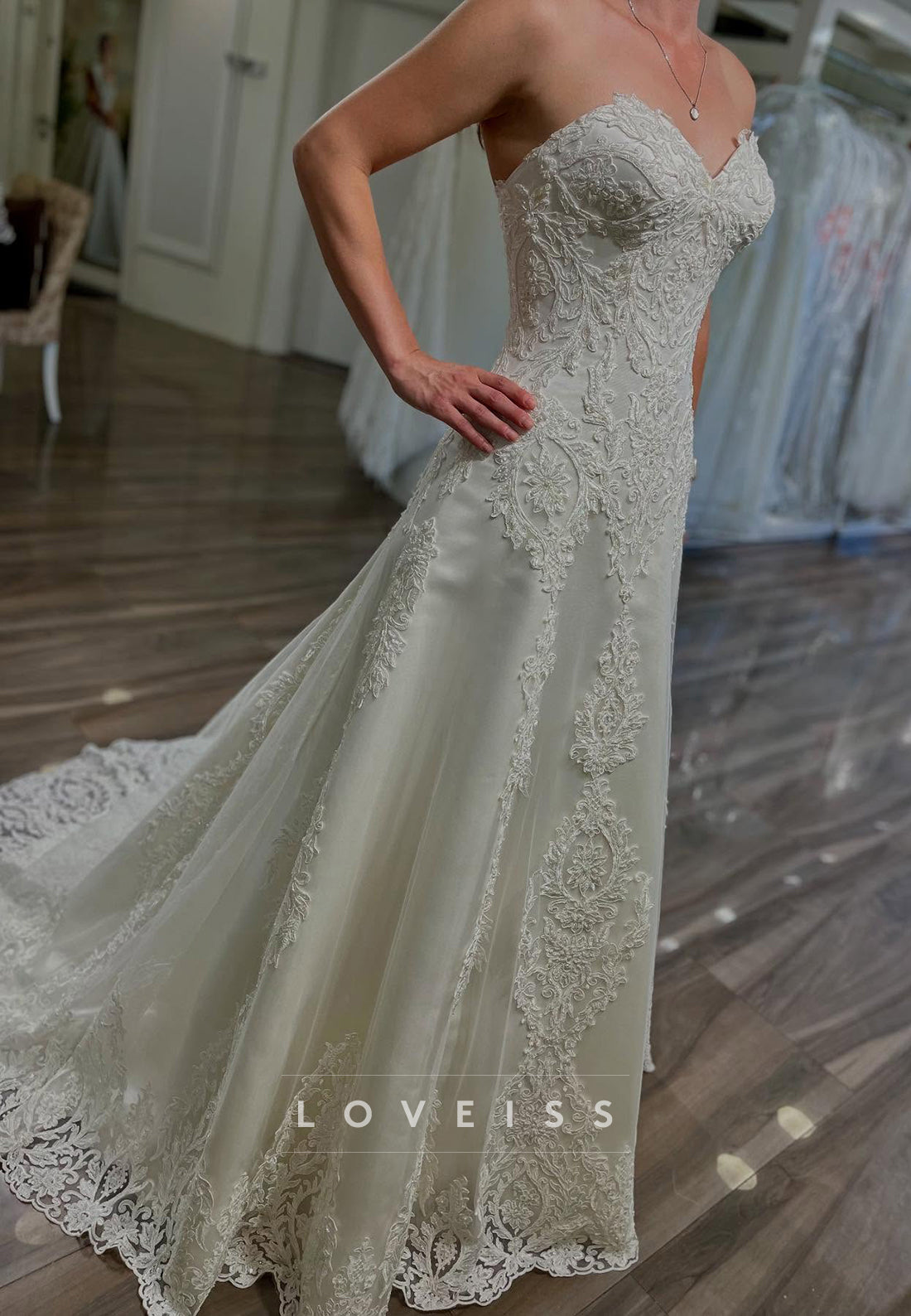 Lace Applique Sweetheart A-Line Wedding Dress