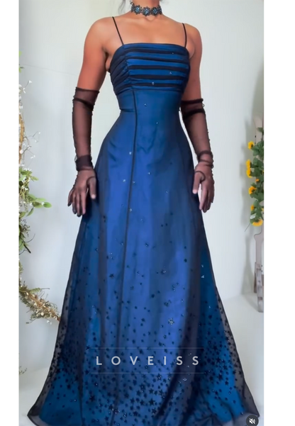 A-Line Gown with Star Mesh Overlay