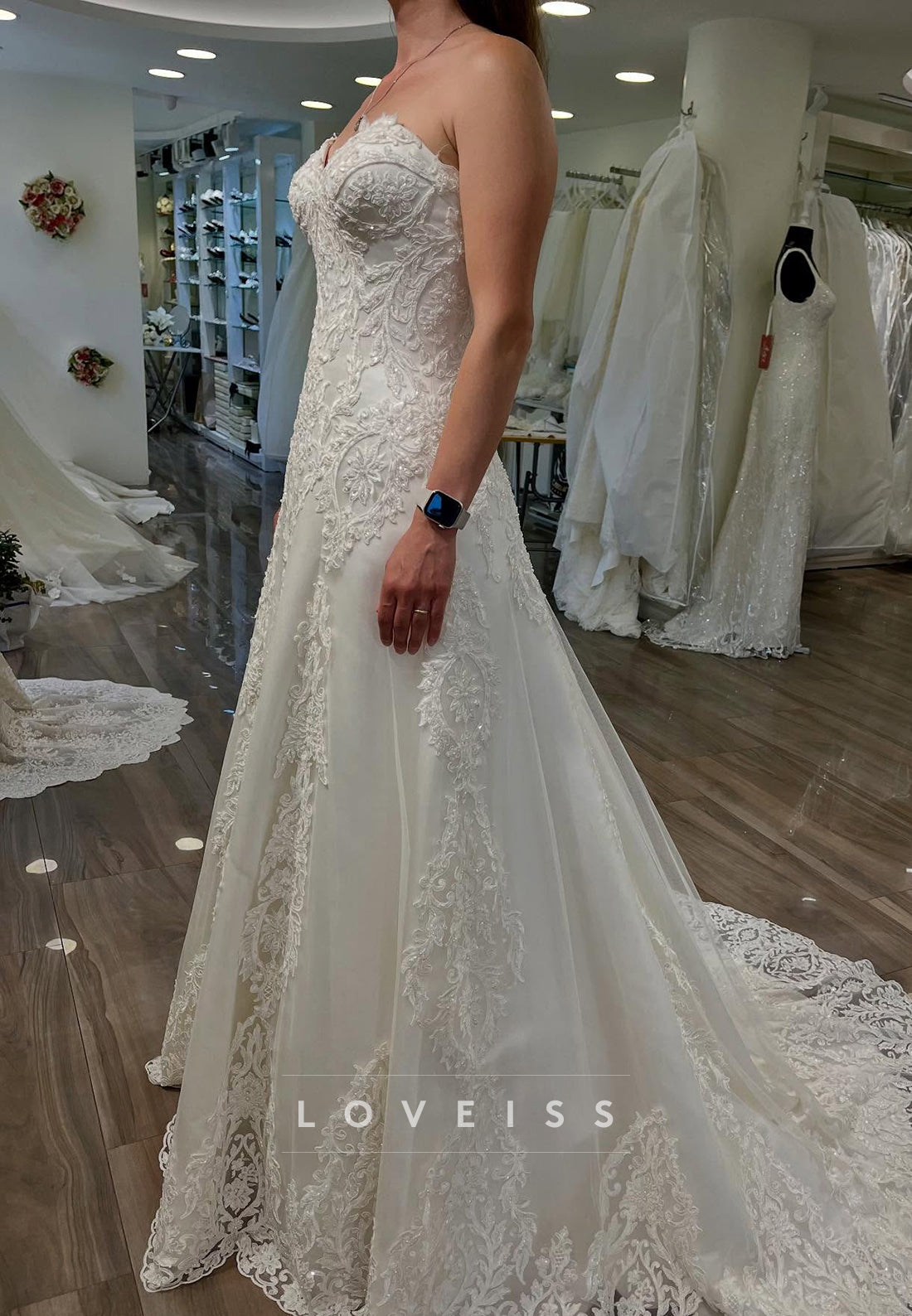 Lace Applique Sweetheart A-Line Wedding Dress