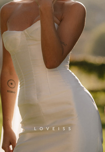 Strapless Corset Bodice Column Wedding Dress