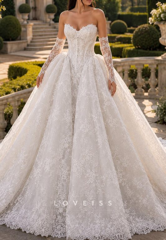 Sweetheart Corset Lace Ball Gown Wedding Dress