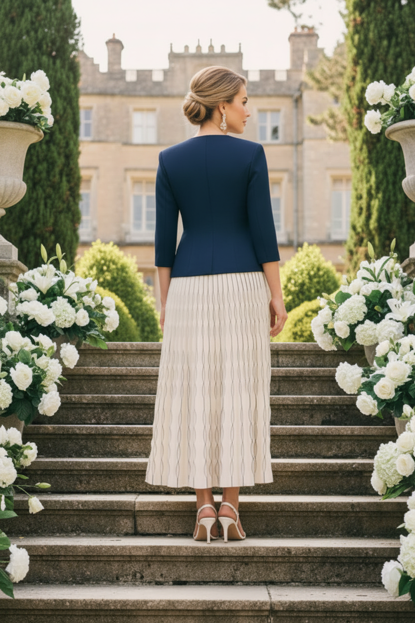 Peplum Jacket and Pleated Maxi Skirt Set