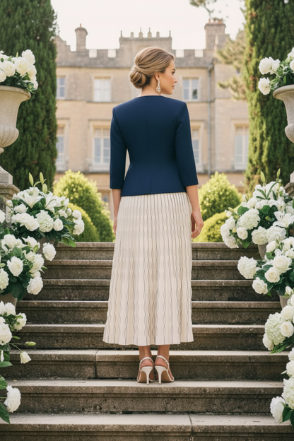 Peplum Jacket and Pleated Maxi Skirt Set