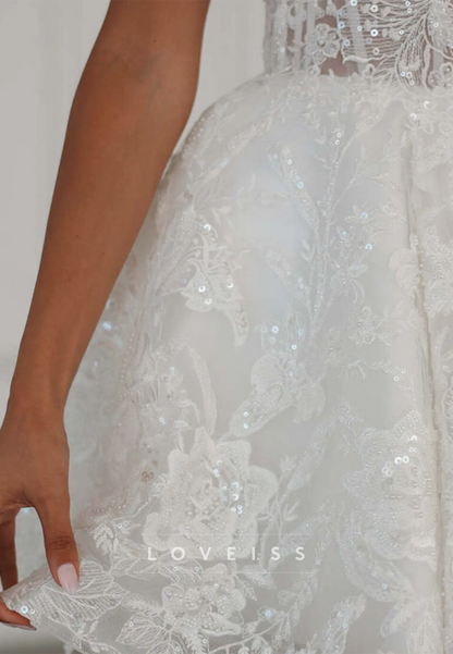 Strapless Lace Applique Mini Wedding Dress