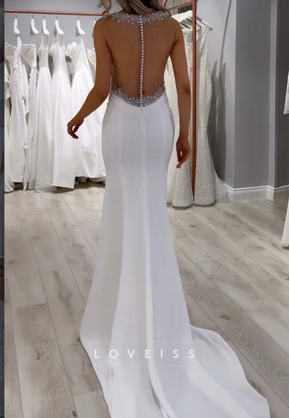 Beaded Illusion Back Mermaid Wedding Dress