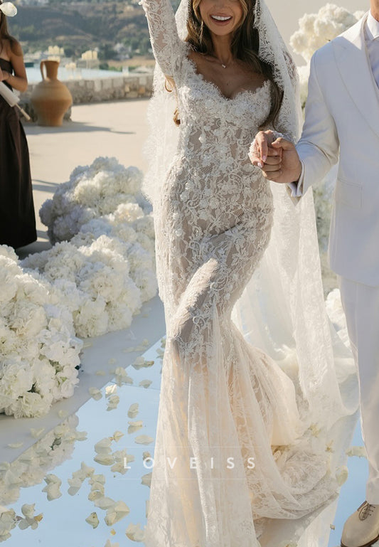 Long Sleeve Lace Mermaid Wedding Dress