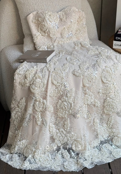 3D Floral Sequin Embellished Ball Gown Dress