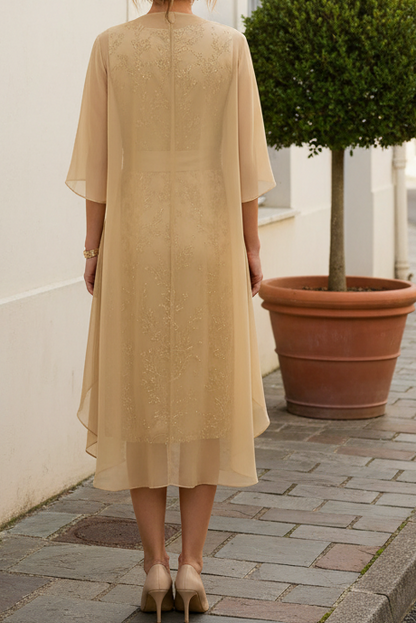 Sequin Embroidered Sheath Dress with Chiffon Jacket Set
