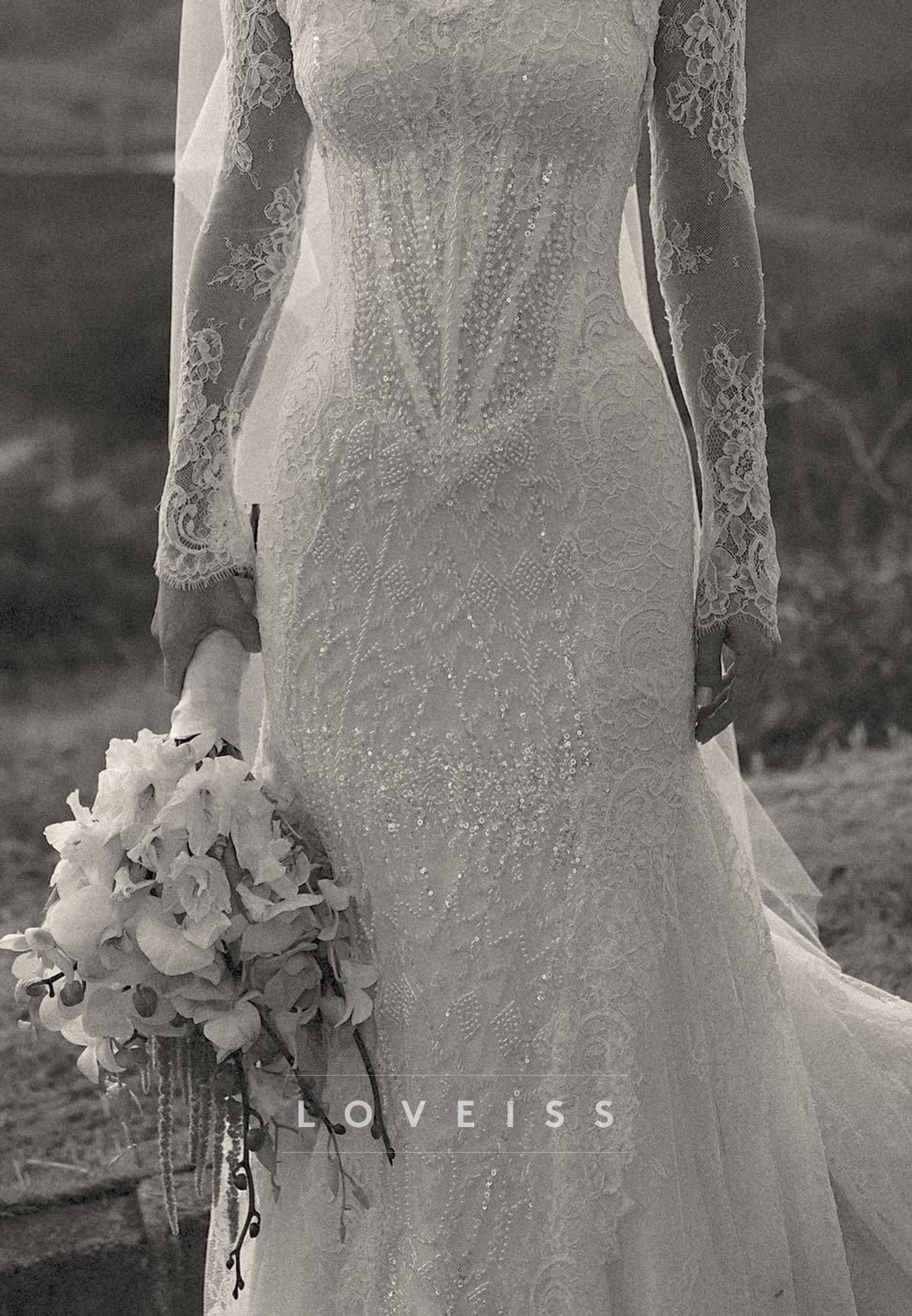 Lace High Neck Corset Mermaid Wedding Dress
