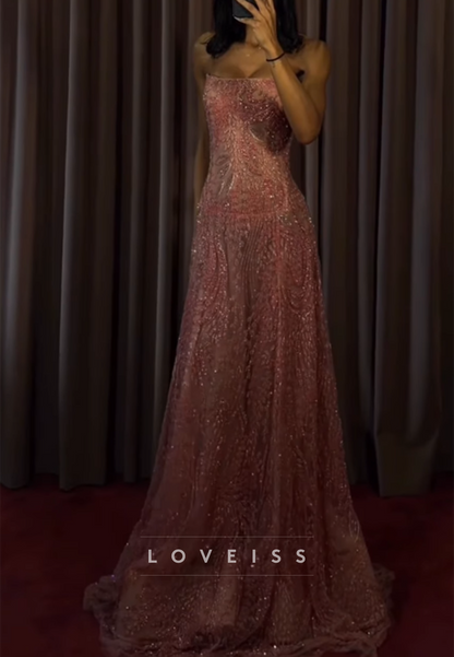 Strapless Sequin Mermaid Gown with Illusion Mesh Panels