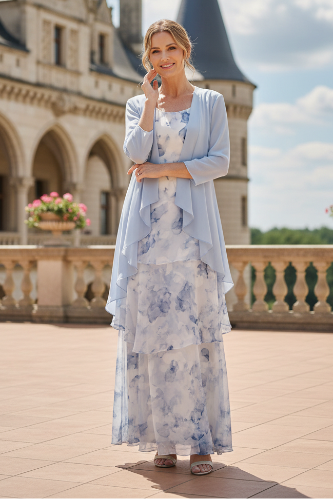 Tiered Chiffon Mother of the Bride Dress with Jacket