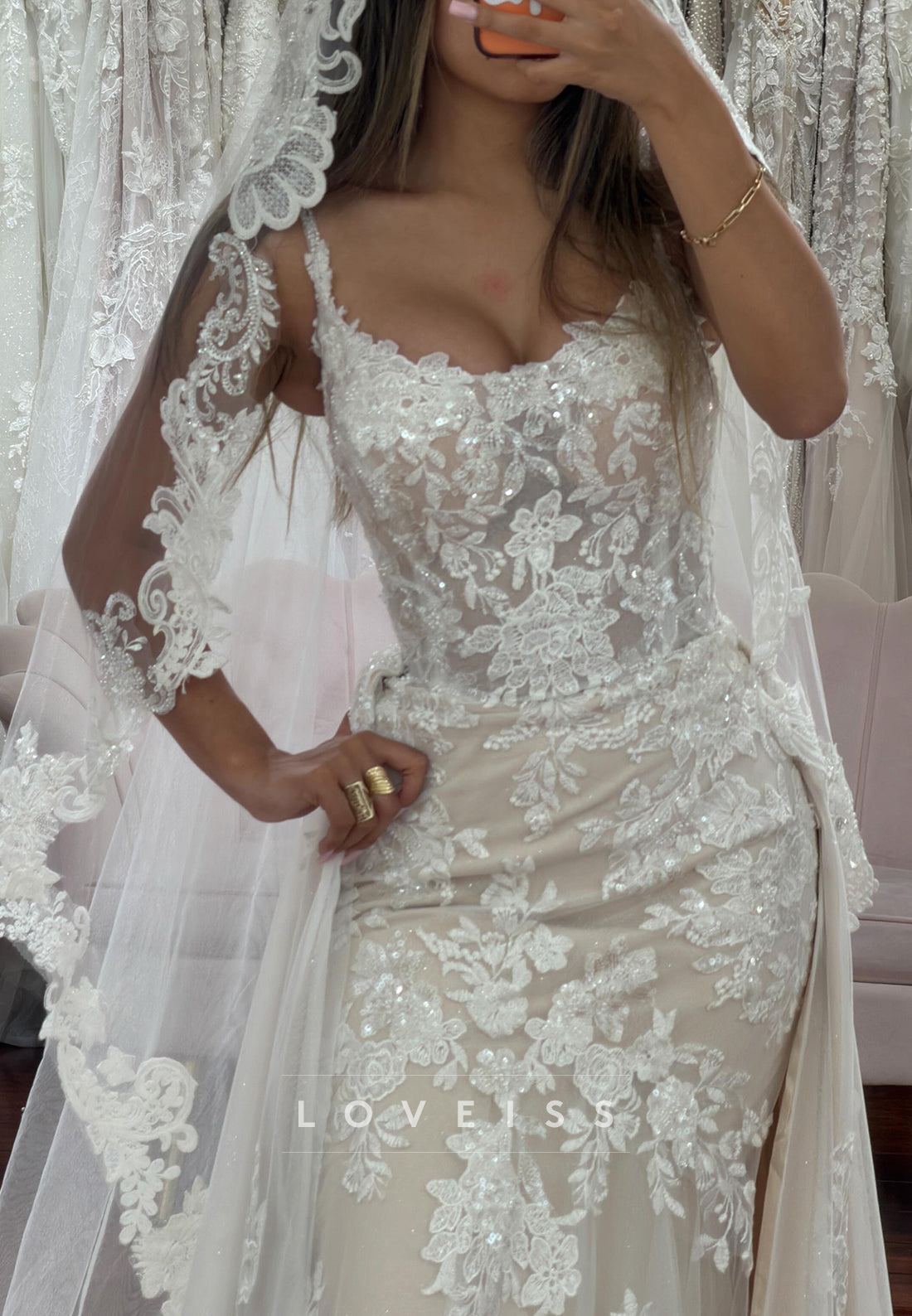 Sweetheart Lace Fit and Flare Wedding Dress with Train