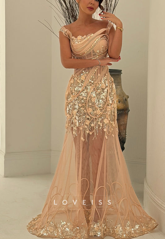 One Shoulder Sequin Mermaid Evening Gown