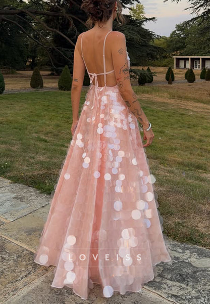 Large Sequin V-Neck Maxi Dress with Tie Back
