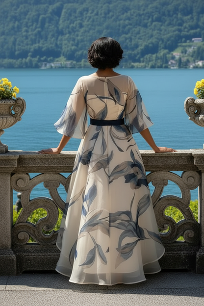 Floral Organza High-Low Evening Dress