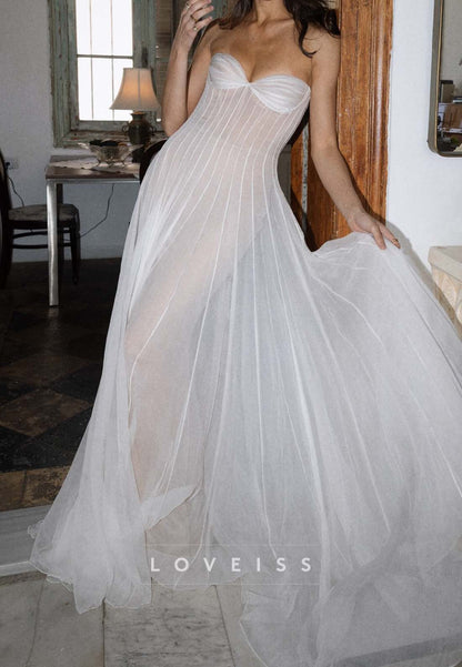 Strapless Sweetheart Sheer Boned Wedding Dress