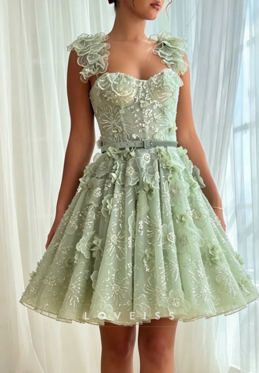 3D Floral Corset A-Line Mini Dress