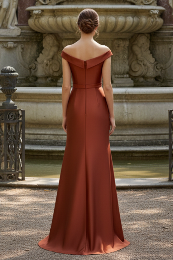 Off-the-Shoulder Peplum Gown with Cascade Ruffle