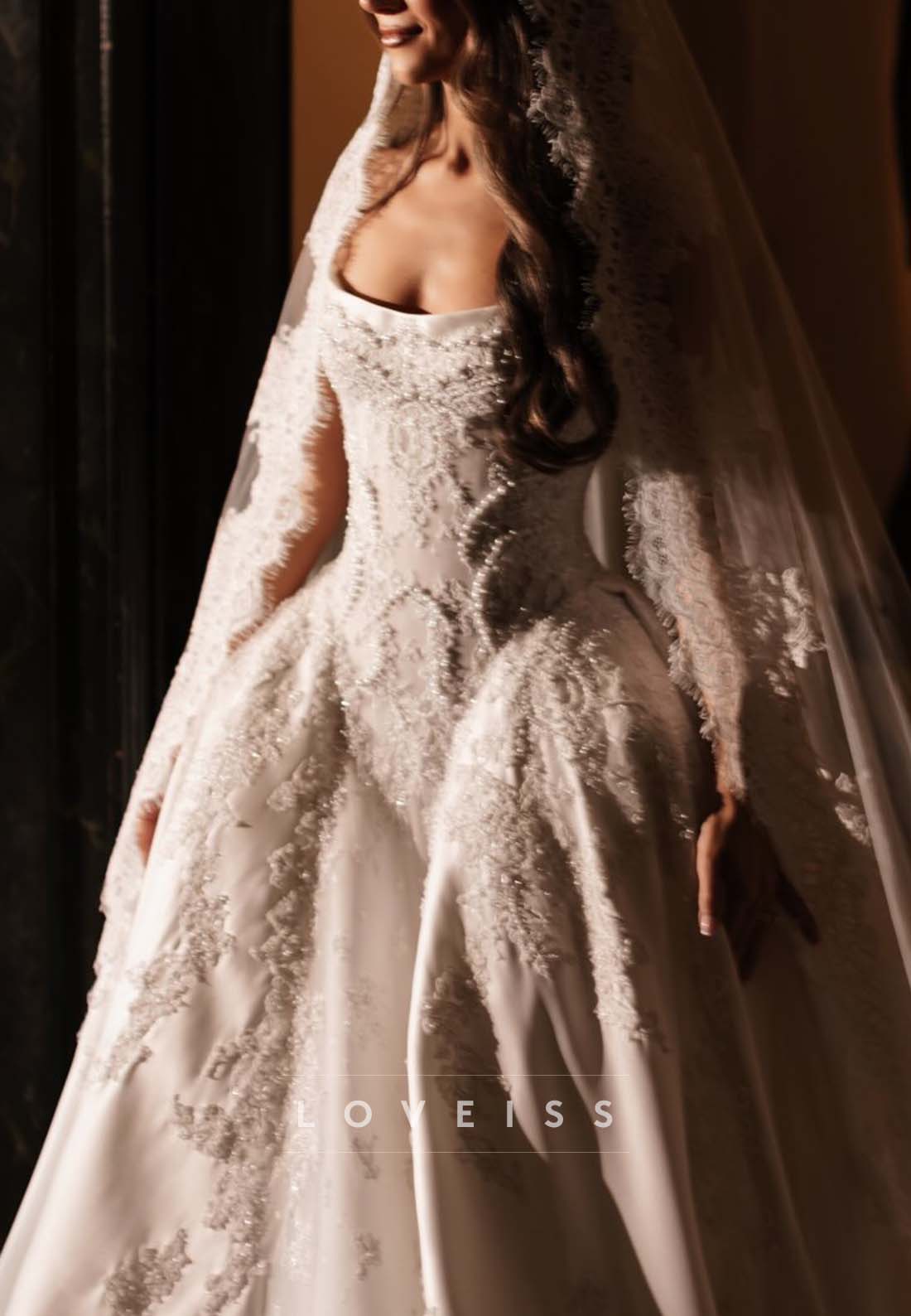 Strapless Lace Ball Gown Wedding Dress