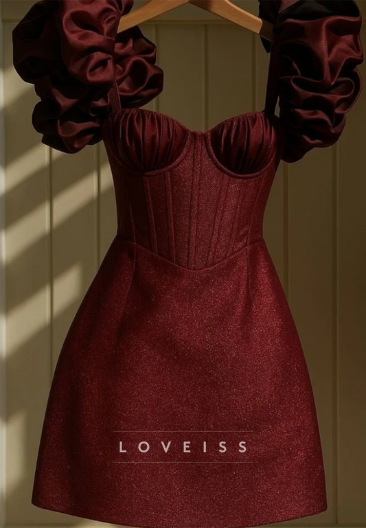 Ruffled Sleeve Corset A-Line Mini Dress