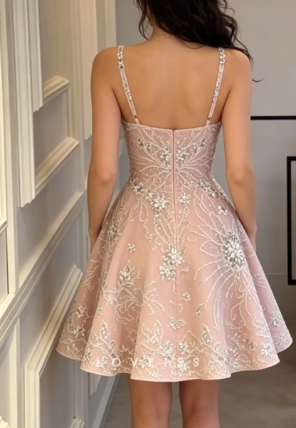 Sweetheart Beaded Crystal A-Line Mini Dress