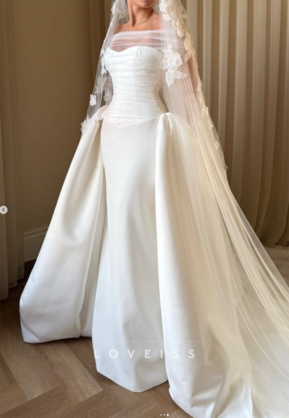 Ruched Corset Wedding Dress with Overskirt