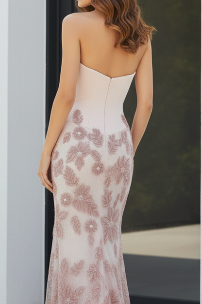 Strapless Sweetheart Corset Gown with 3D Floral Appliques