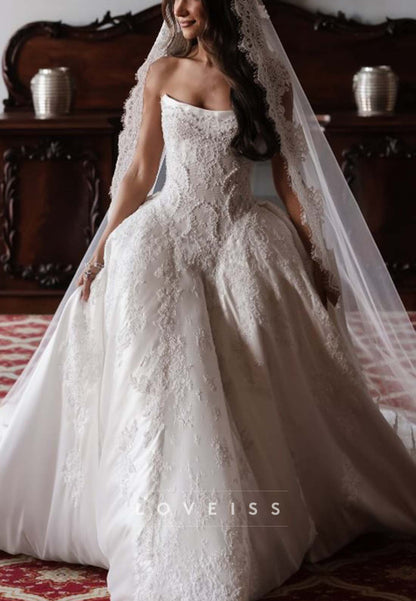 Strapless Lace Ball Gown Wedding Dress