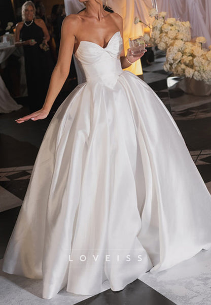 Strapless Ruched Bust Ball Gown Wedding Dress
