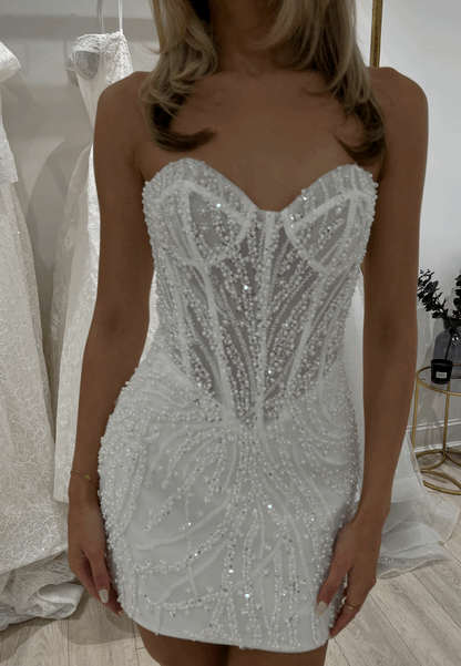 Strapless Beaded Corset Mini Dress