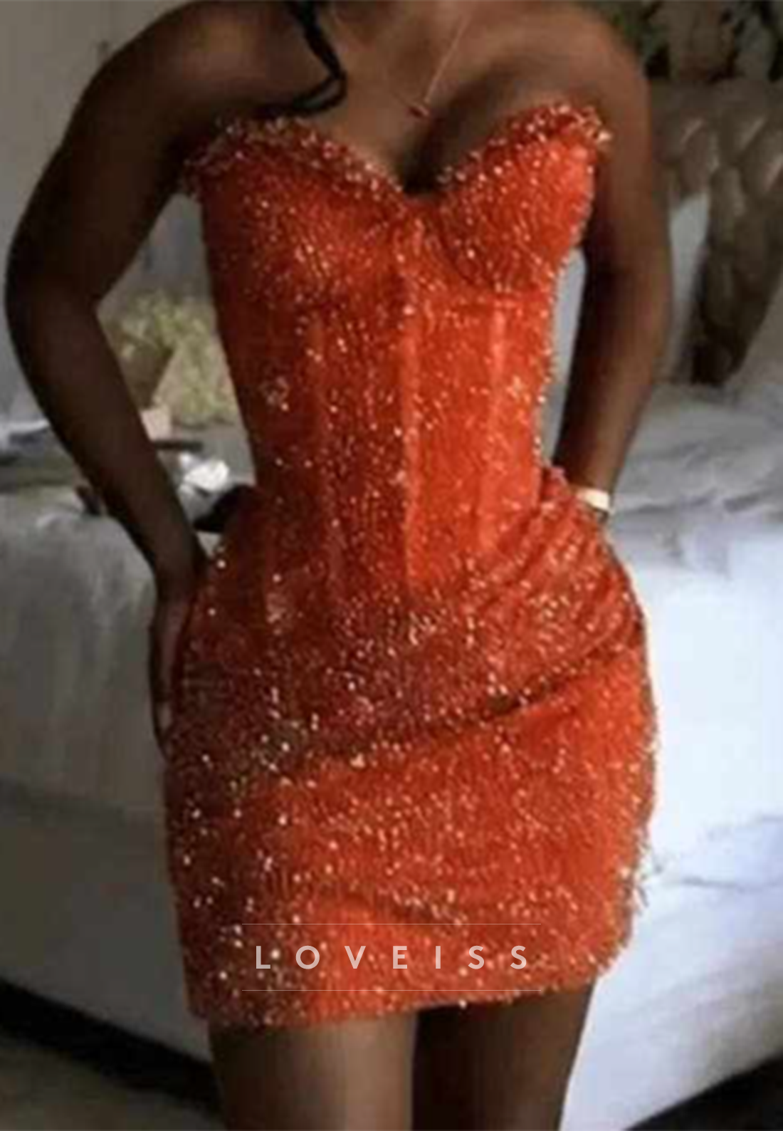 Strapless Beaded Corset Mini Dress