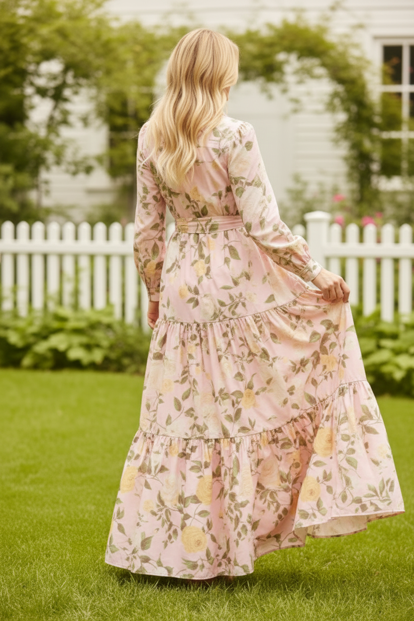 Floral Tiered Long Sleeve Maxi Dress