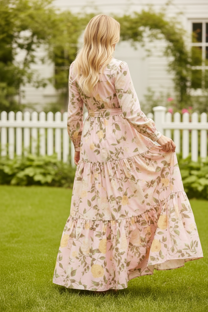 Floral Tiered Long Sleeve Maxi Dress