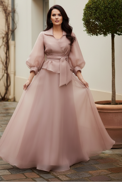 Organza A-Line Gown with Matching Wrap Jacket