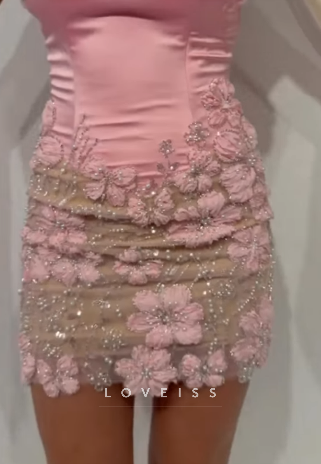 Strapless Sweetheart 3D Floral Applique Mini Dress