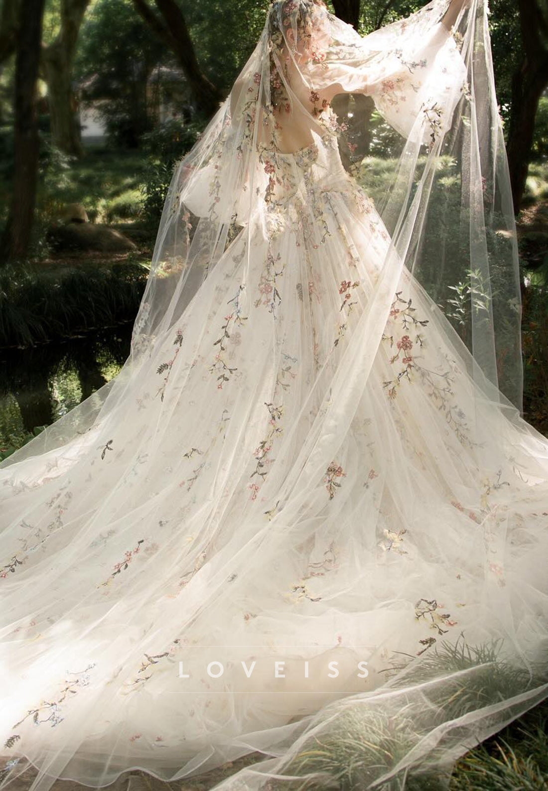 Embroidered Tulle A-Line Wedding Dress