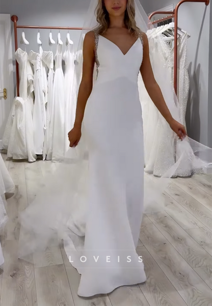 Beaded Illusion Back Mermaid Wedding Dress