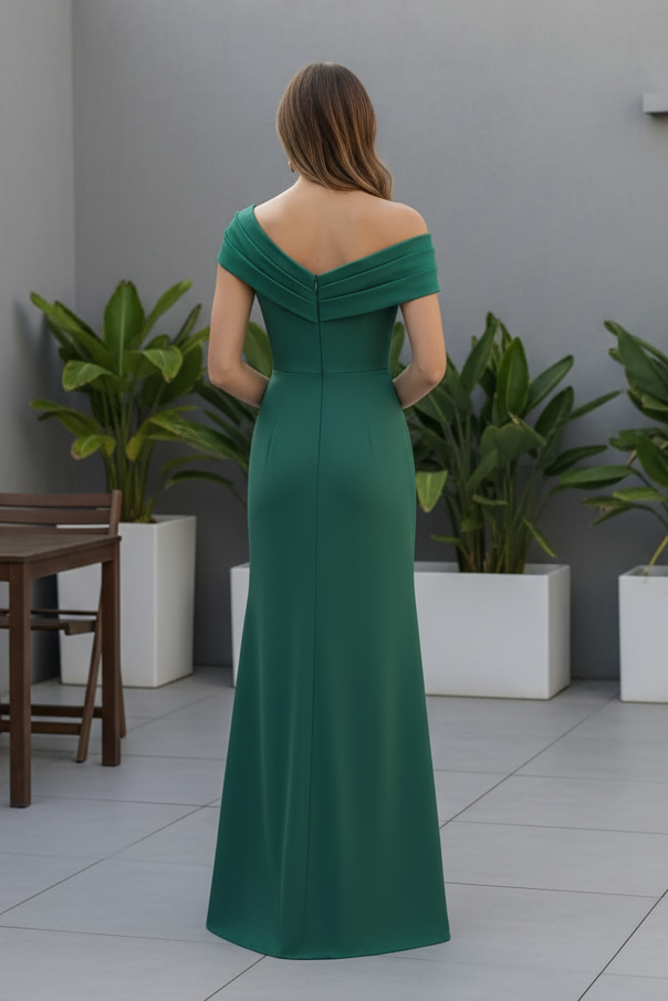 Pleated Accordion Inset Gown with Beaded Waist
