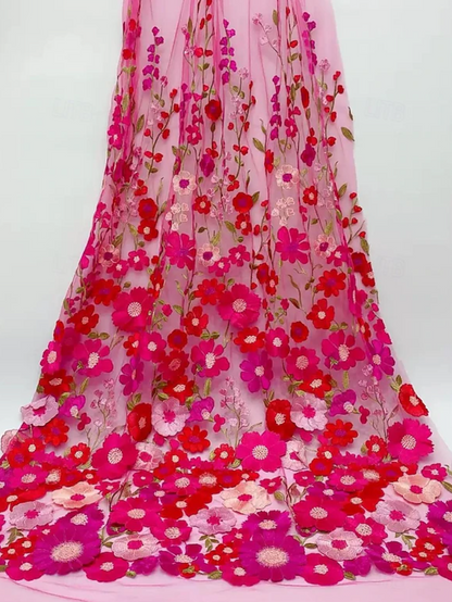 Off-Shoulder Floral Embroidered A-Line Midi Dress