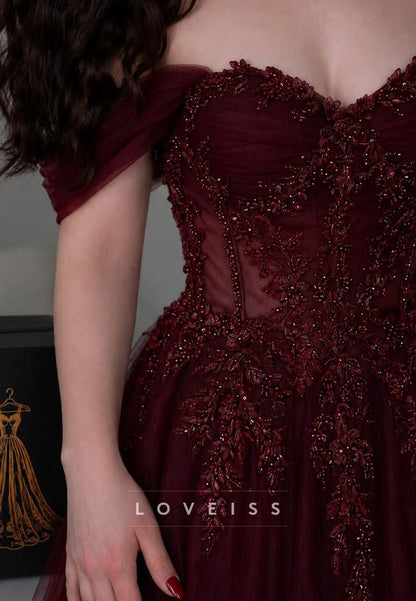 Off-the-Shoulder Sweetheart Tulle Ball Gown