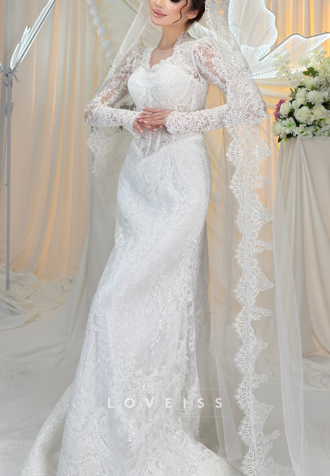 Lace Long Sleeve Mermaid Wedding Dress