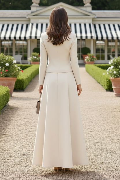Elegant Two-Piece Jacket and A-Line Maxi Skirt Set