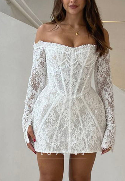 Pearl Beaded Lace Corset Mini Dress