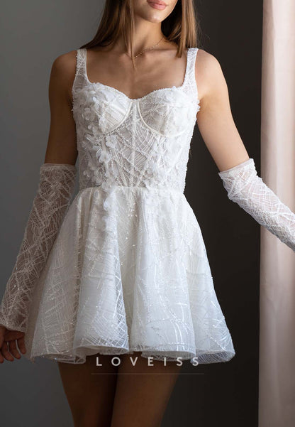 Embellished Mini Dress with Corset and Gloves