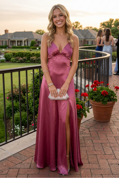 Satin Maxi Dress with Double Back Straps